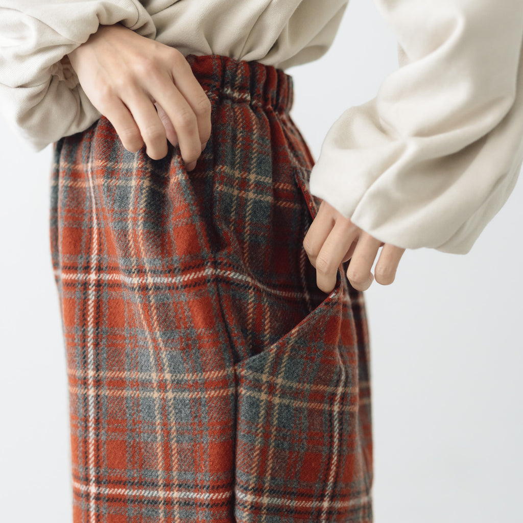 koton チェックバックワードパンツ レッド