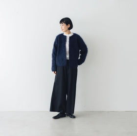 fruits of life カシミヤファーカーディガン 紺青色／ネイビー