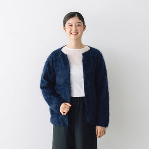 2024AW ブラミンク　カシミヤファーカーディガン　ネイビー BLAMINK ブラミンク 定番 7GカシミヤファーVネックカーディガン