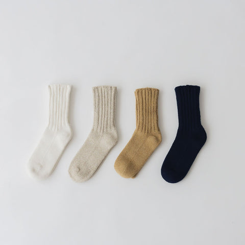 YAECA コットンシルクリブソックス