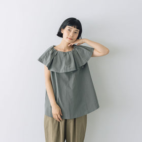 【SALE】 HAU ブラウス "cape" グレー