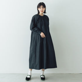 YAECA CANVAS DESIGN ギャザースモックドレス 草木ブラック（M）
