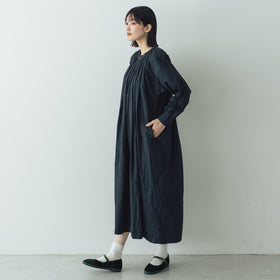 YAECA CANVAS DESIGN ギャザースモックドレス 草木ブラック（M）