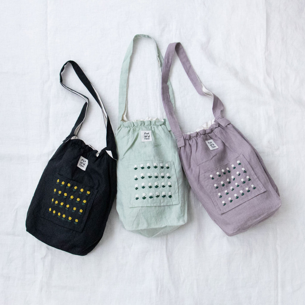 pot and tea リネン小花刺繍バッグ［期間限定販売］