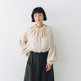 MAGALI ストライプリネン アンティークカラー ブラウス