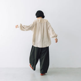 MAGALI ストライプリネン アンティークカラー ブラウス