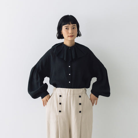 MAGALI ストライプリネン アンティークカラー ブラウス