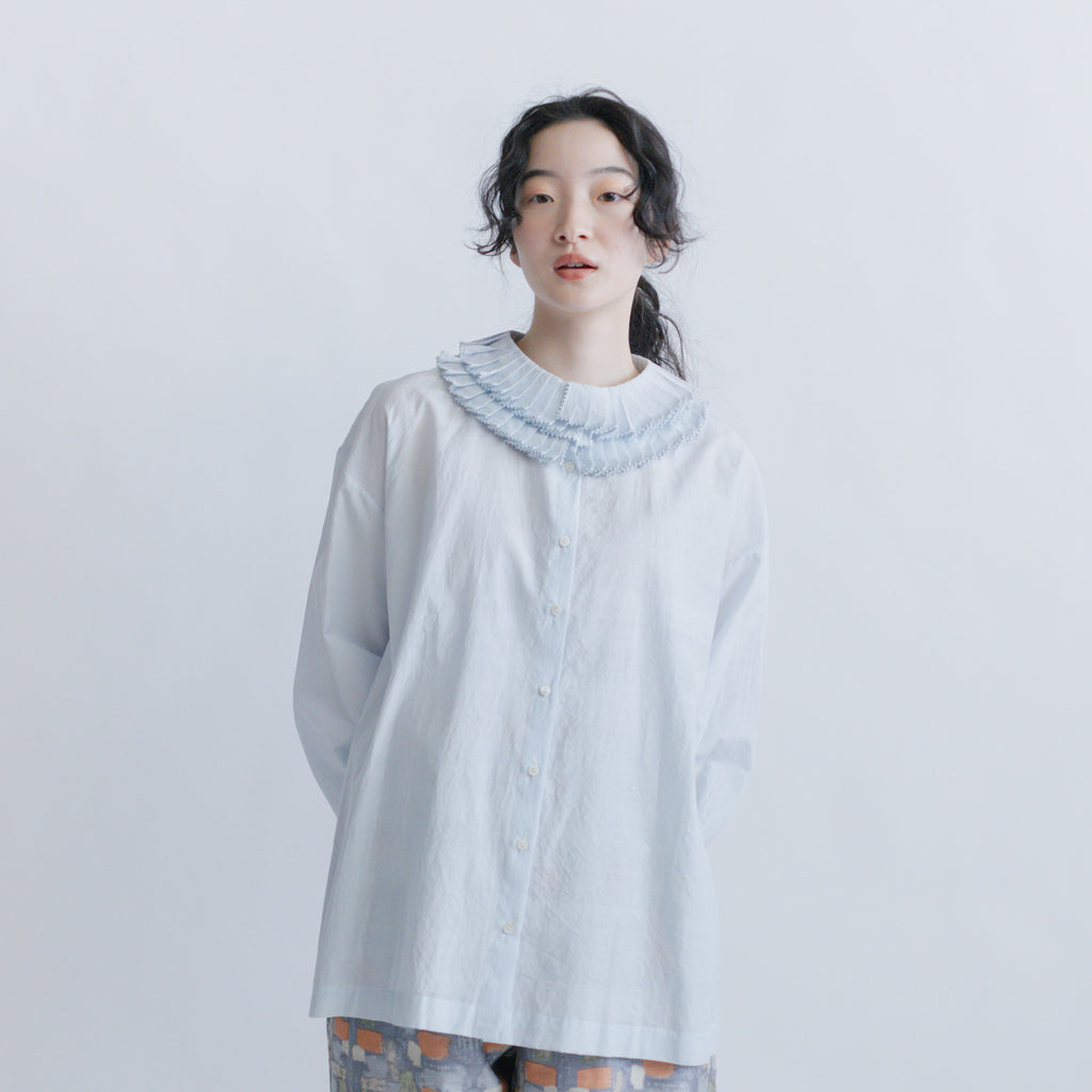 【美品】BUNON シルク混長袖コットンブラウス BUNON 刺繍ブラウス