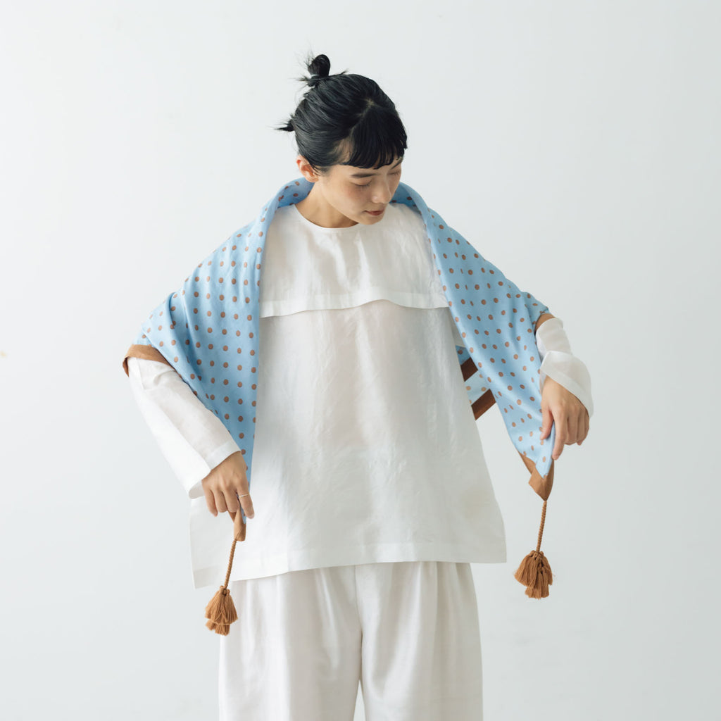 BUNON タッセルスカーフ ドットプリント