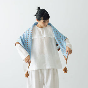 BUNON タッセルスカーフ ドットプリント