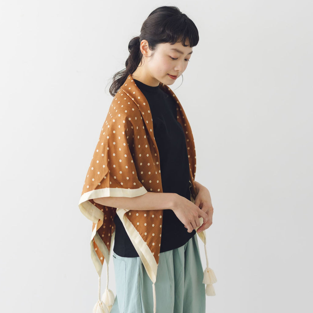 BUNON シルクタッセルスカーフ BUNON タッセルスカーフ ドットプリント ｜くらすこと公式オンラインストア