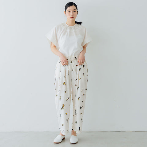 BUNON タッセルパンツ バードプリント