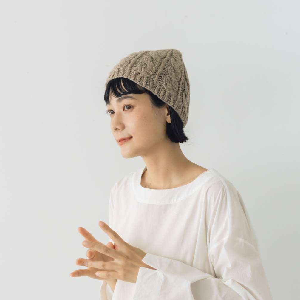 yourwear カシミヤケーブルニットキャップ
