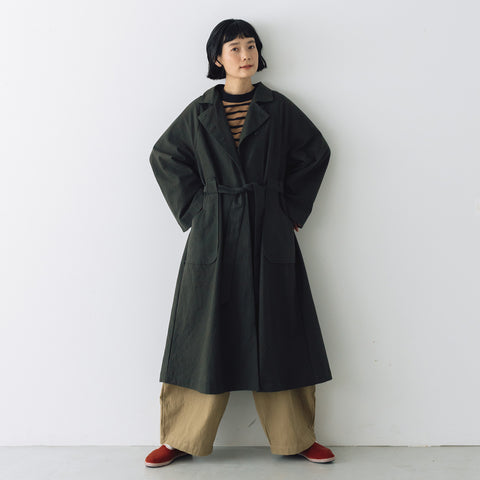 【SALE】 MAGALI コットンリネン アンティークキャンバス トレンチコート ブラック