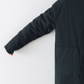 MAGALI オールドコットンナイロンリネン フリルカラーパディットコート ブラック