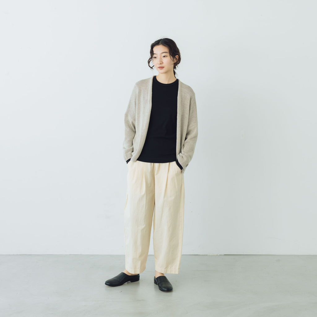 evam eva ドライシルクカーディガン オークル