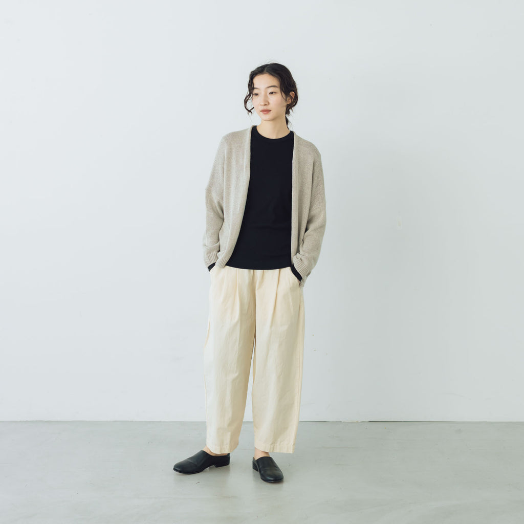 evam eva ドライシルクカーディガン オークル