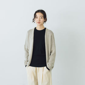 evam eva ドライシルクカーディガン オークル