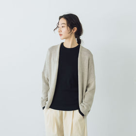 evam eva ドライシルクカーディガン オークル