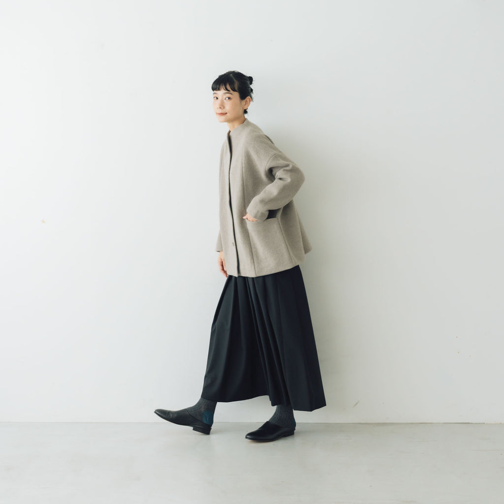 evam eva プレスウールショートコート