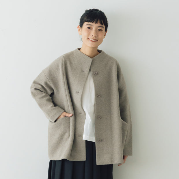 evam eva プレスウールショートコート