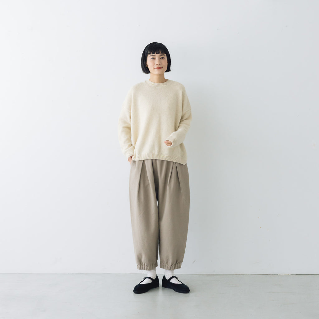 evam eva ブラッシュドコットン クロップドパンツ グレージュ