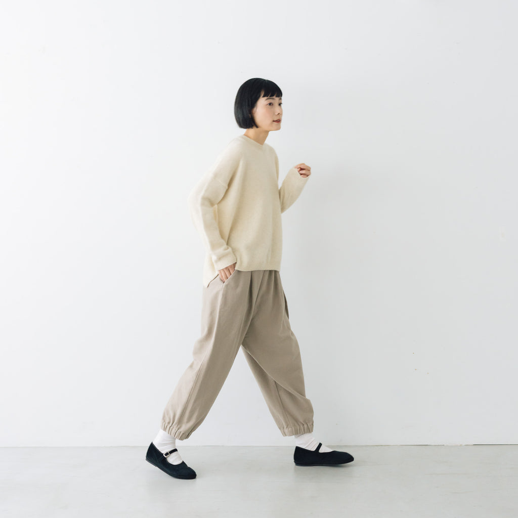 evam eva ブラッシュドコットン クロップドパンツ グレージュ