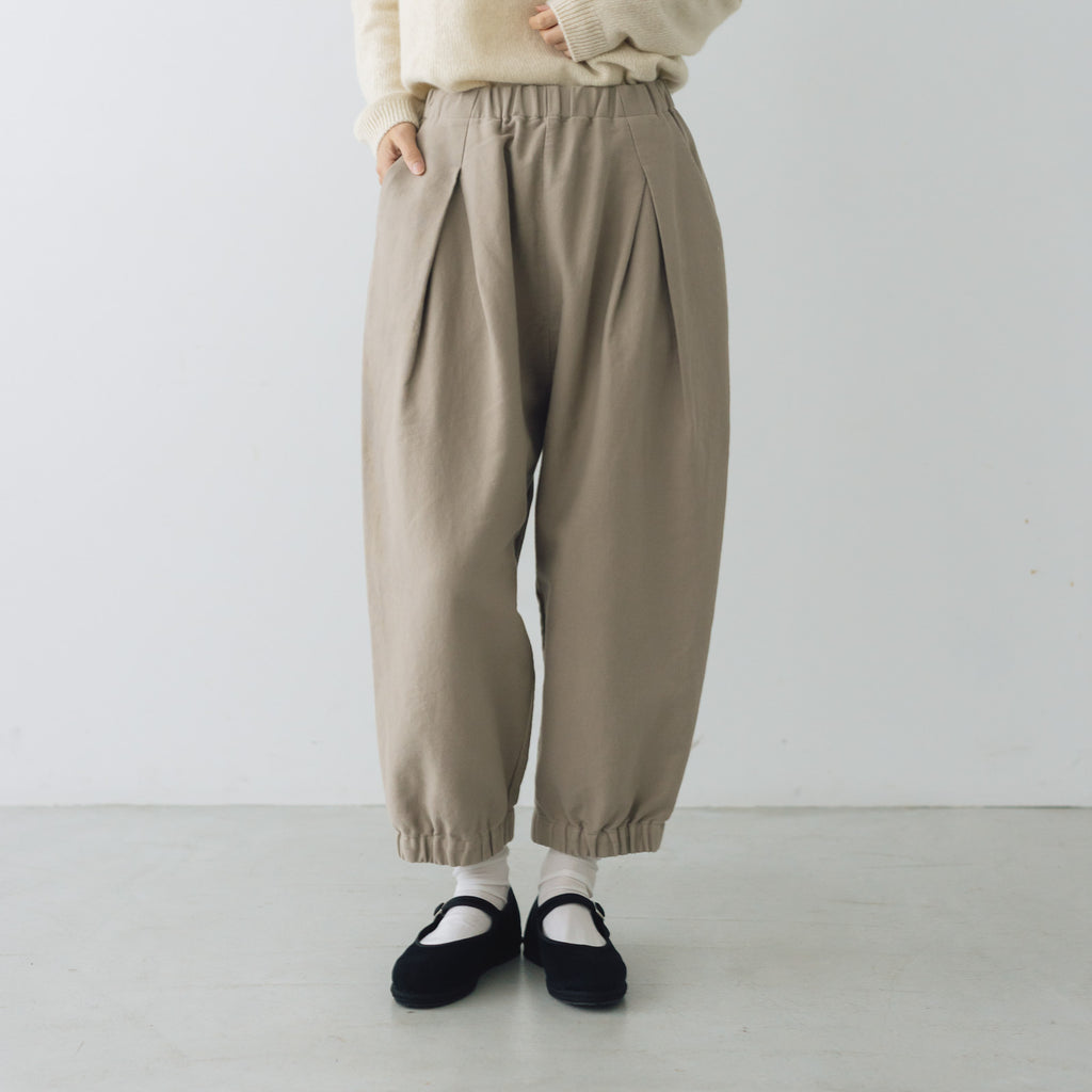 evam eva ブラッシュドコットン クロップドパンツ グレージュ