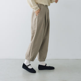 evam eva ブラッシュドコットン クロップドパンツ グレージュ