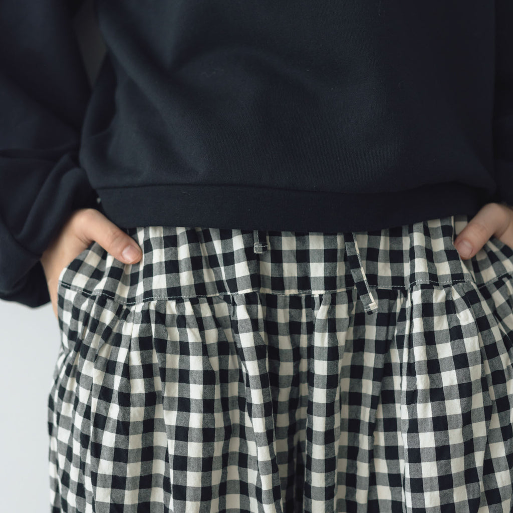 Gauze# ドライコットン ギンガム クリムトパンツ ブラックギンガム