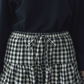 Gauze# ドライコットン ギンガム クリムトパンツ ブラックギンガム