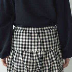 Gauze# ドライコットン ギンガム クリムトパンツ ブラックギンガム