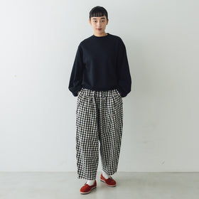 Gauze# ドライコットン ギンガム クリムトパンツ ブラックギンガム