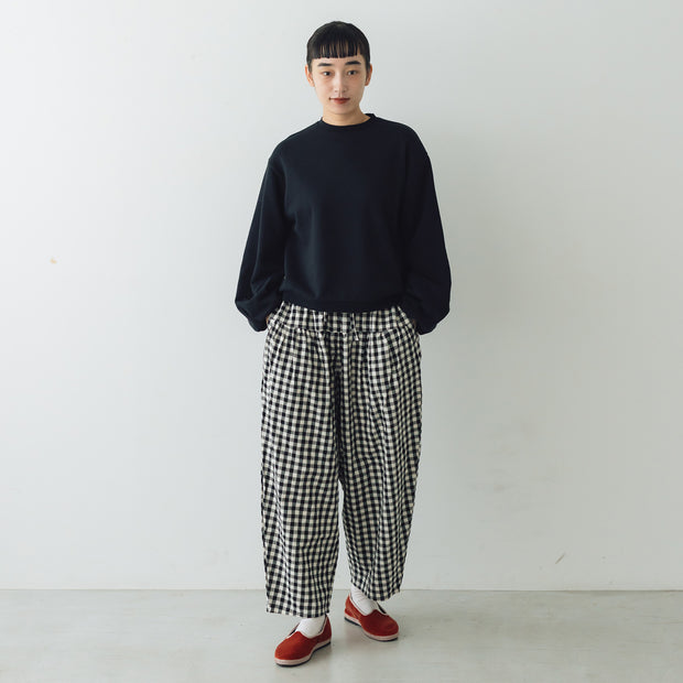 Gauze# ドライコットン ギンガム クリムトパンツ ブラックギンガム