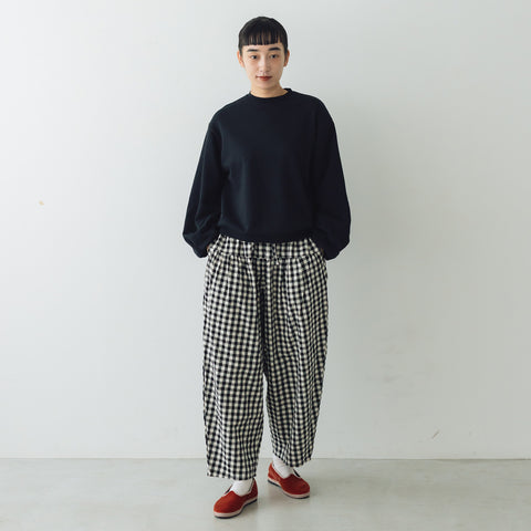 Gauze# ドライコットン ギンガム クリムトパンツ ブラックギンガム
