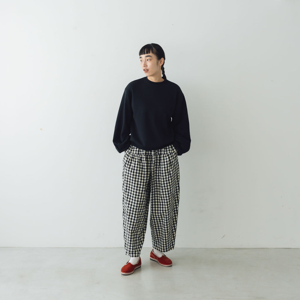 Gauze# ドライコットン ギンガム クリムトパンツ ブラックギンガム