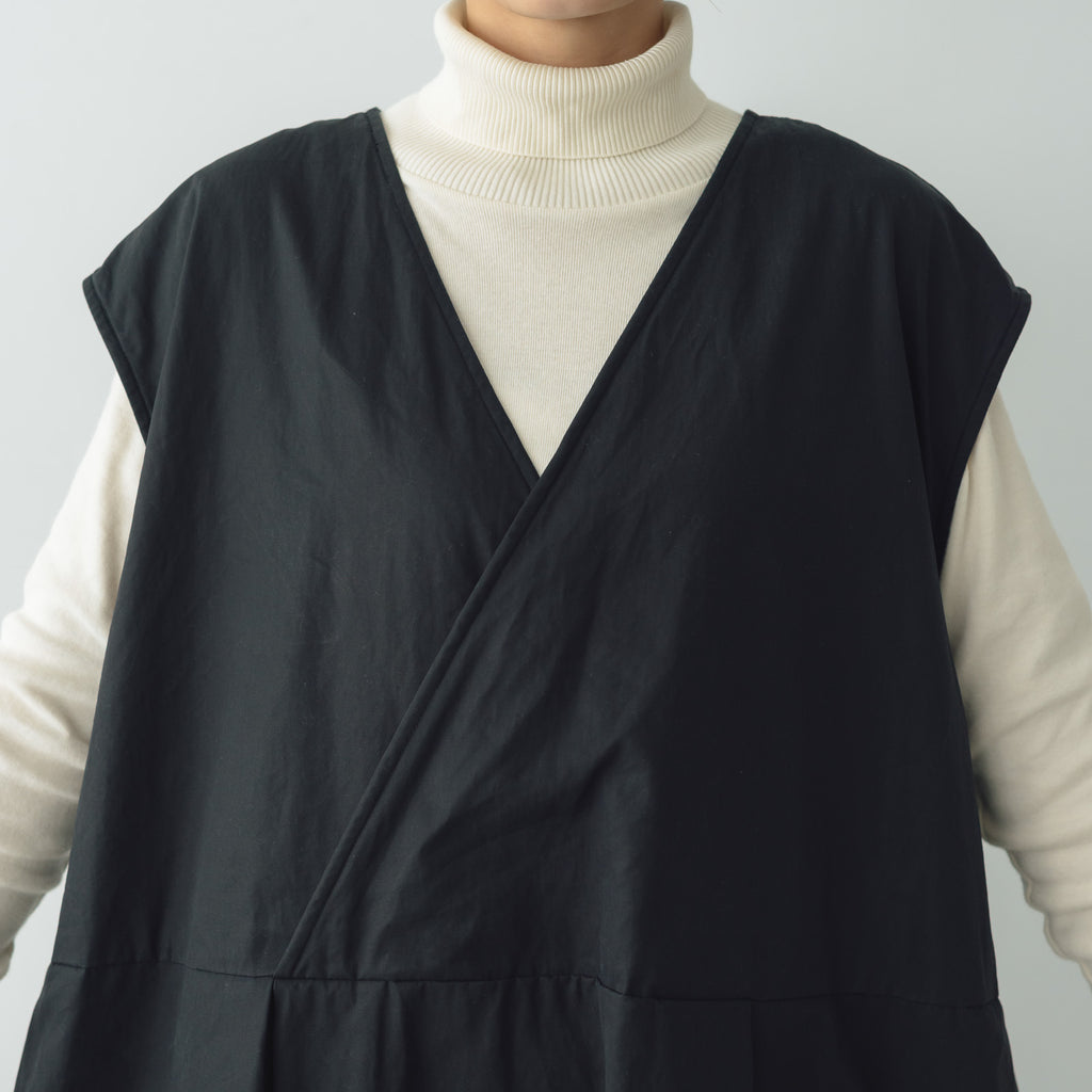 Gauze# ボックスタック ノースリーブワンピース ブラック