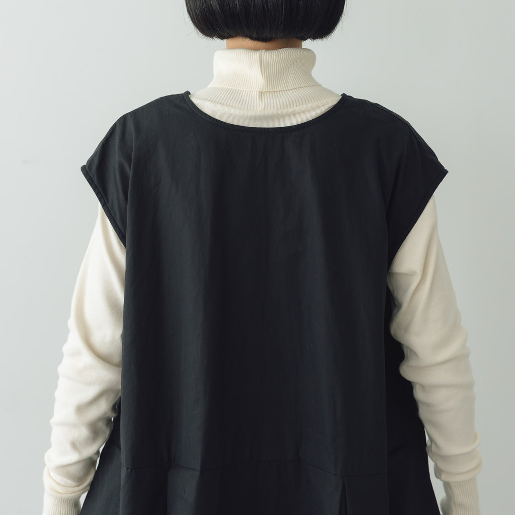 Gauze# ボックスタック ノースリーブワンピース ブラック