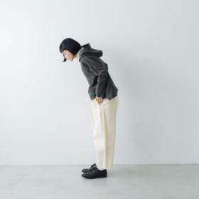 Gauze# 縮絨 ウール イージー フード ブラウス チャコール