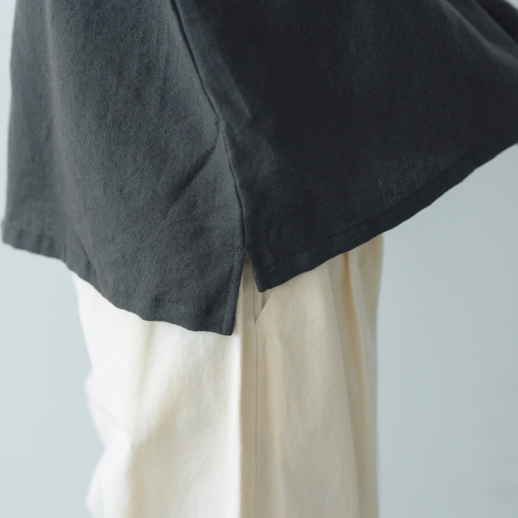 Gauze# 縮絨 ウール イージー フード ブラウス チャコール