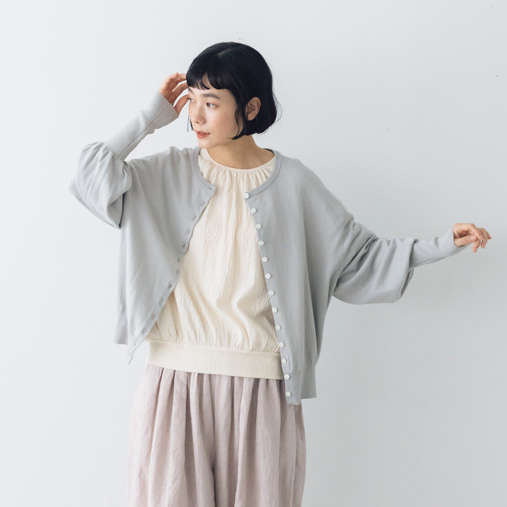 Gauze# ギャザースリーブ ニットカーディガン