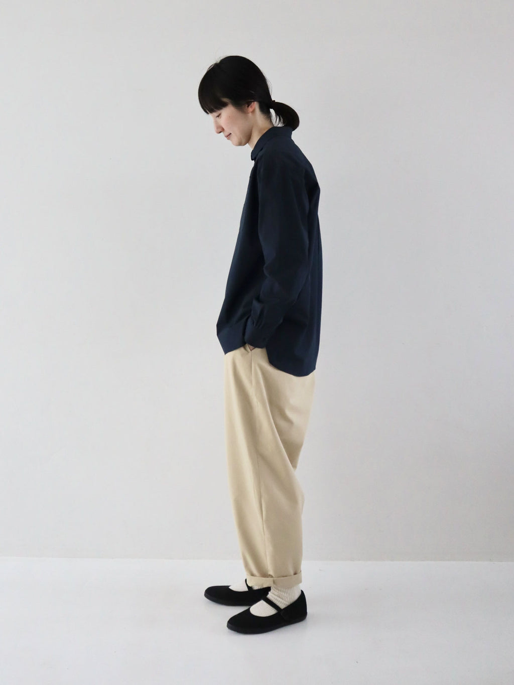 pot and tea タイプライター丸襟シャツ［期間限定販売］