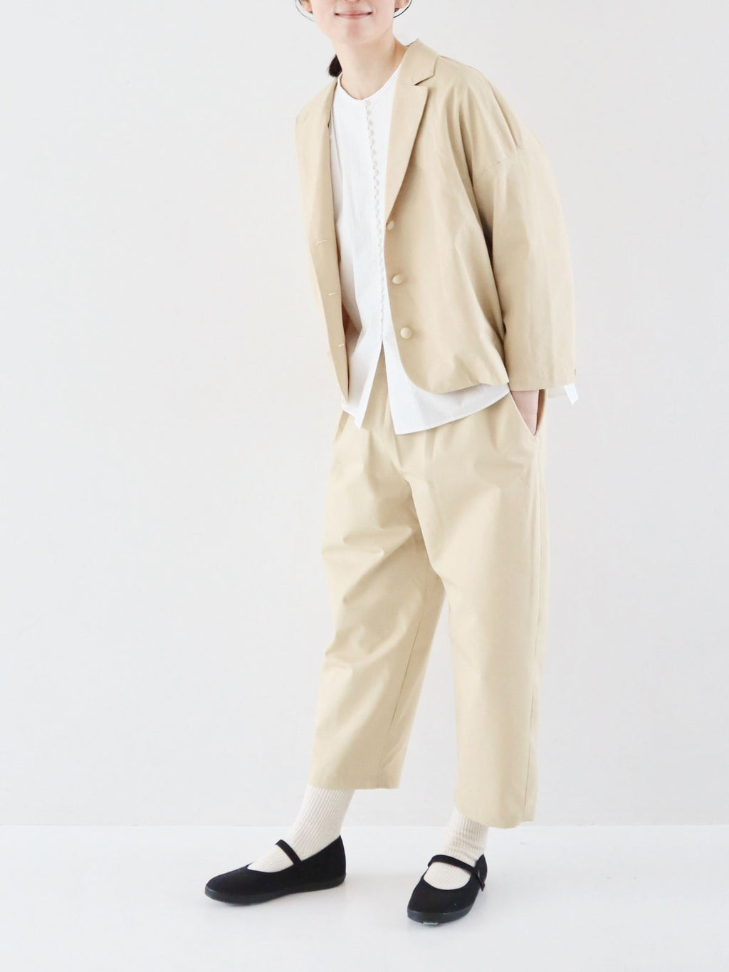 pot and tea シルクネップテーパードパンツ［期間限定販売］