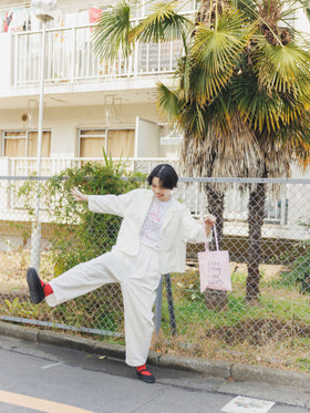 pot and tea シルクネップテーパードパンツ［期間限定販売］