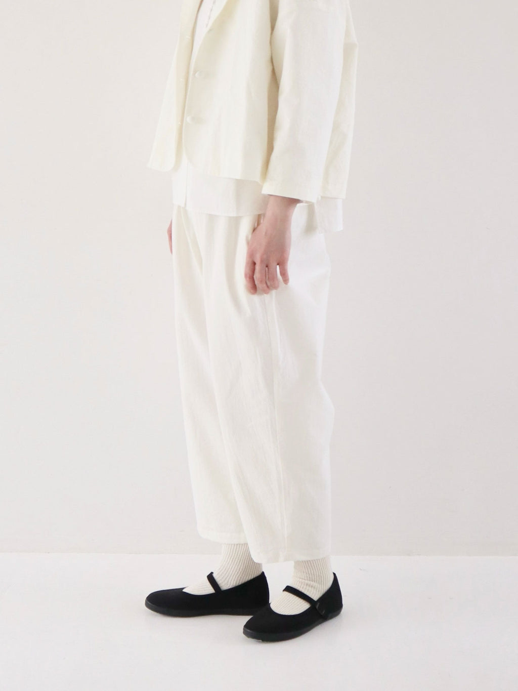 pot and tea シルクネップテーパードパンツ［期間限定販売］