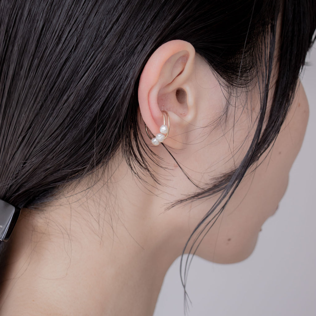 神保真珠商店 3珠イヤカフ VINTAGE 無核（K10）［期間限定販売］