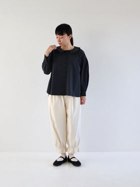 pot and tea 衿刺繍とパイピングのブラウス［期間限定販売］