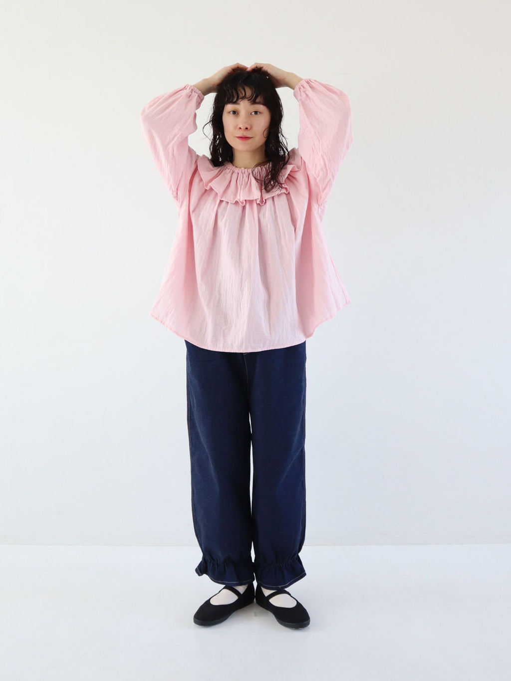 pot and tea ガーゼのゴムそで口 ブラウス［期間限定販売］