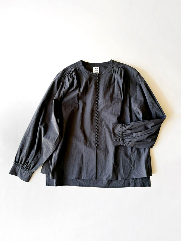 pot and tea 釦たくさんブラウス（ノーカラー）［期間限定販売］