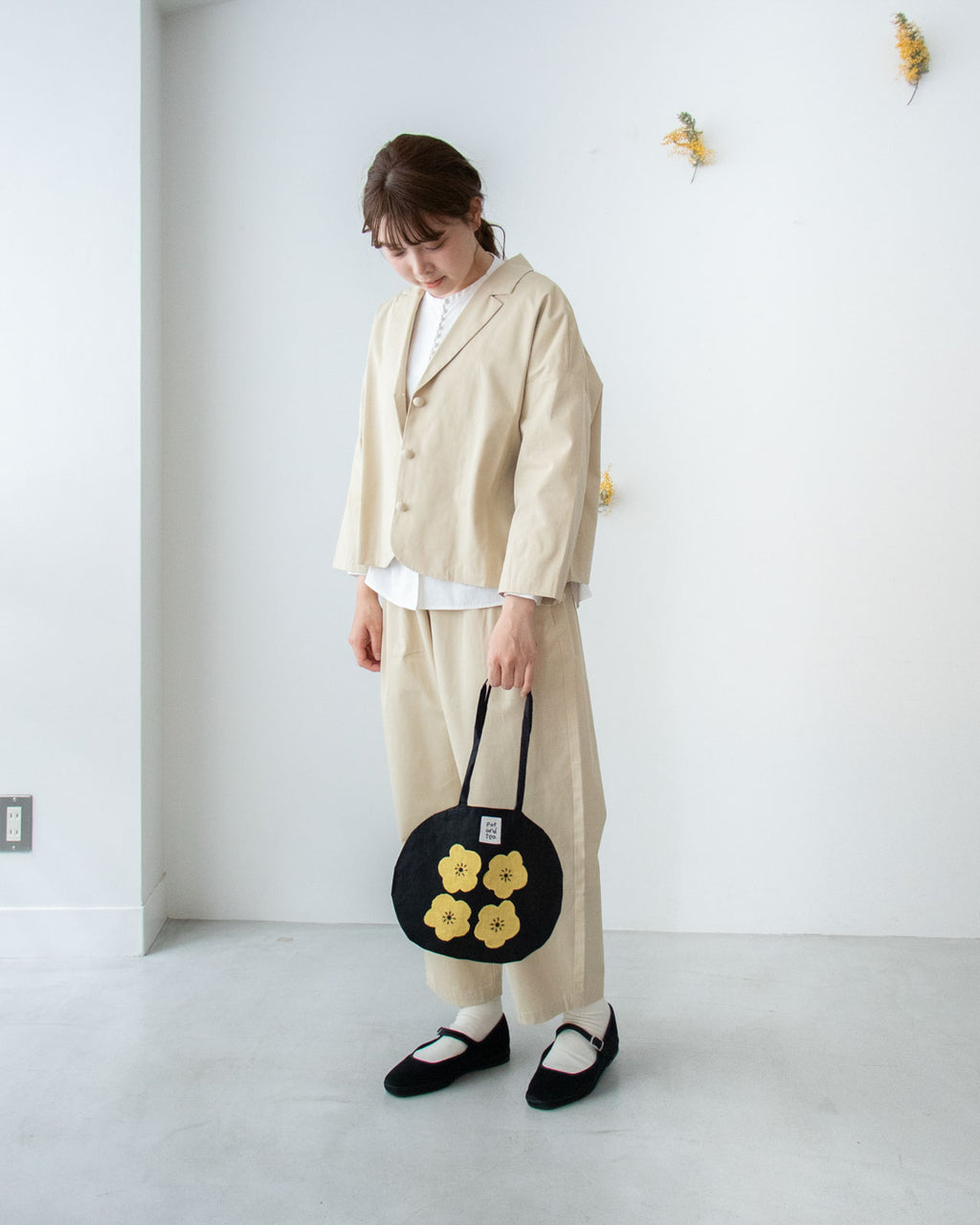pot and tea シルクネップテーパードパンツ［期間限定販売］